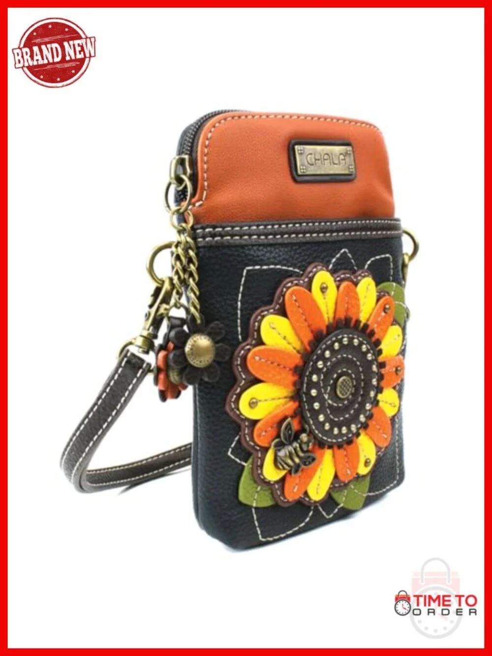 PU Leather Canvas Crossbody Cell Phone Purse with Adjustable Strap